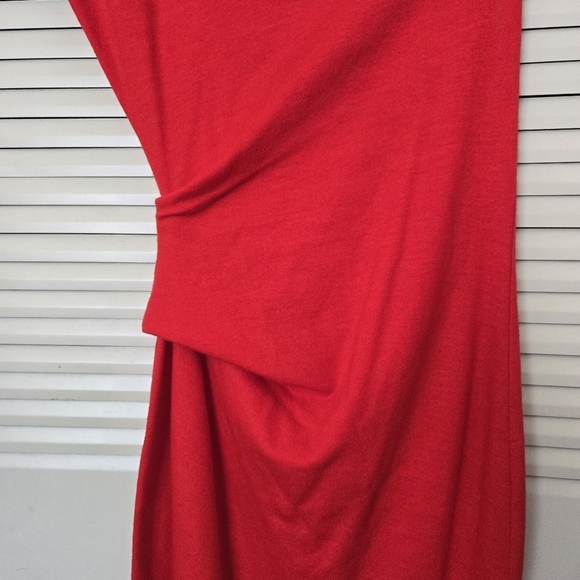 Helmut Lang 100% Wool Asymmetrical Jersey Mini Dress Cowl Bodycon Sheath Size P - Picture 5 of 10